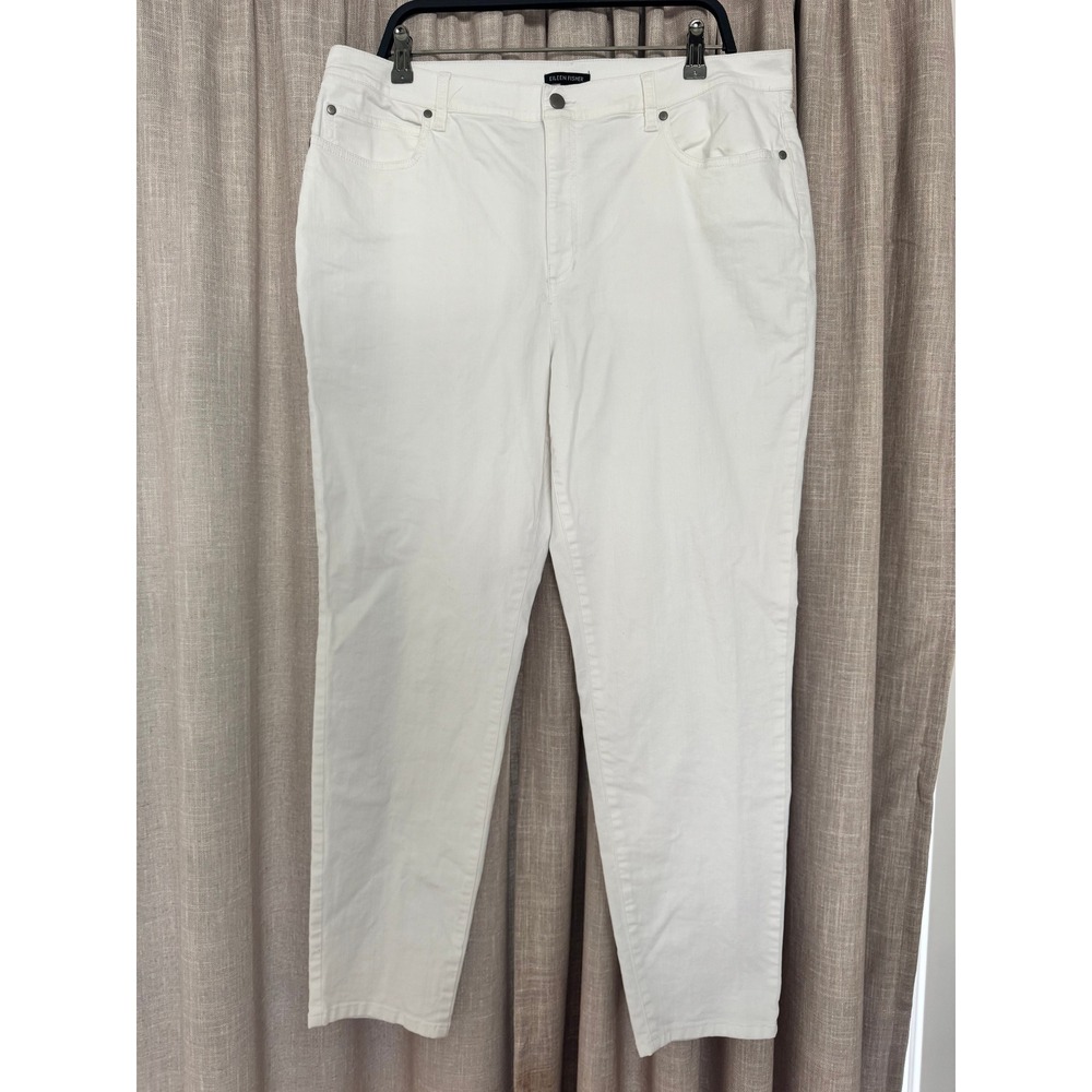 Eileen Fisher White Organic Cotton‎ Straight Leg Jeans Womens Plus Size XL